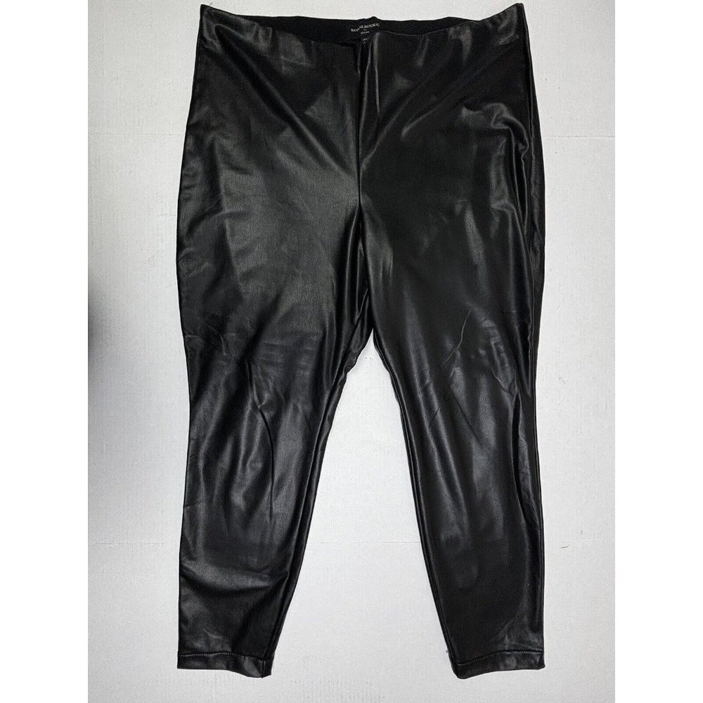 Banana Republic Leggings Pants Women's XL Black Faux Leather Straight Leg NWOT‎